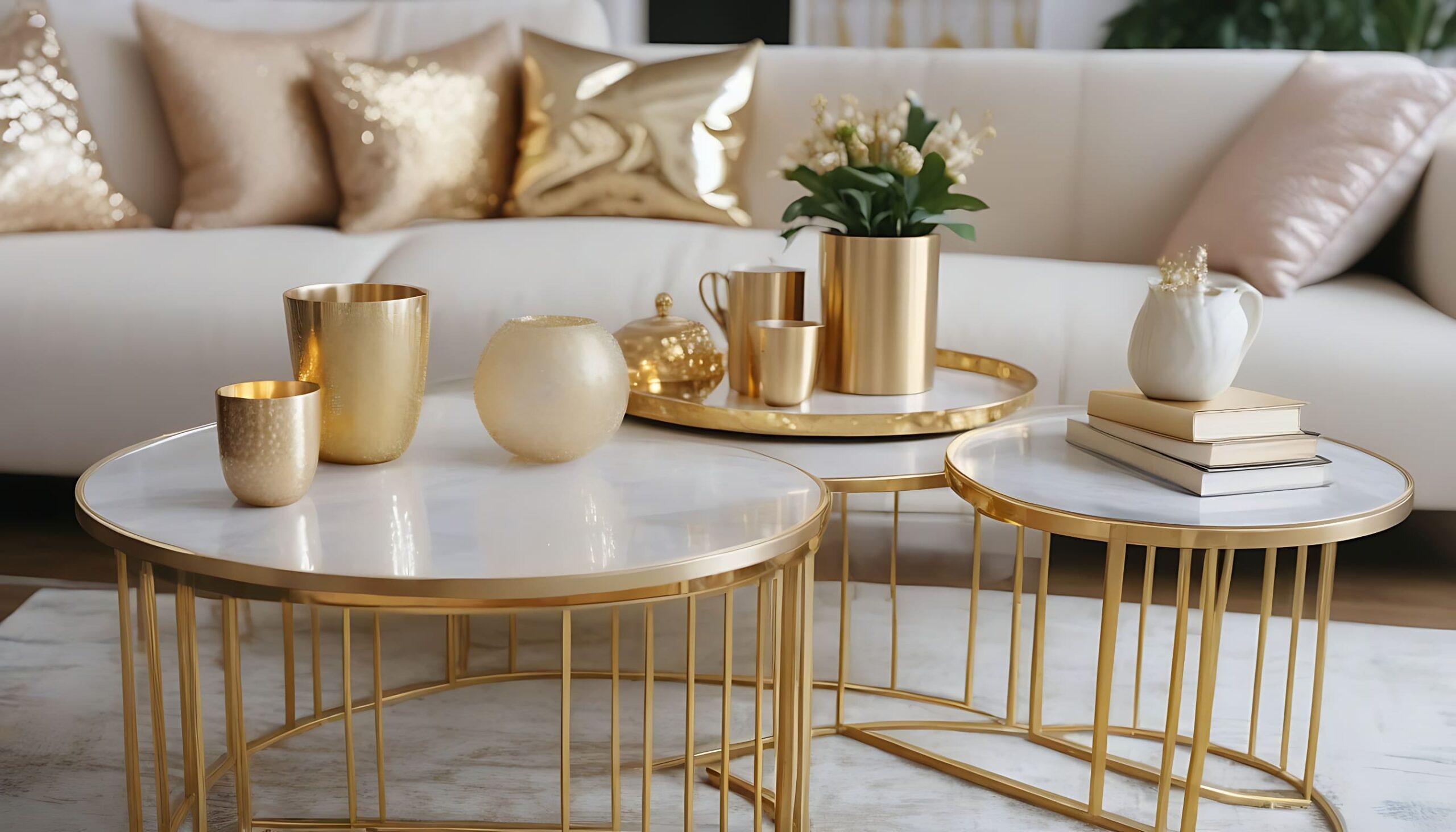 gold coffee table decor