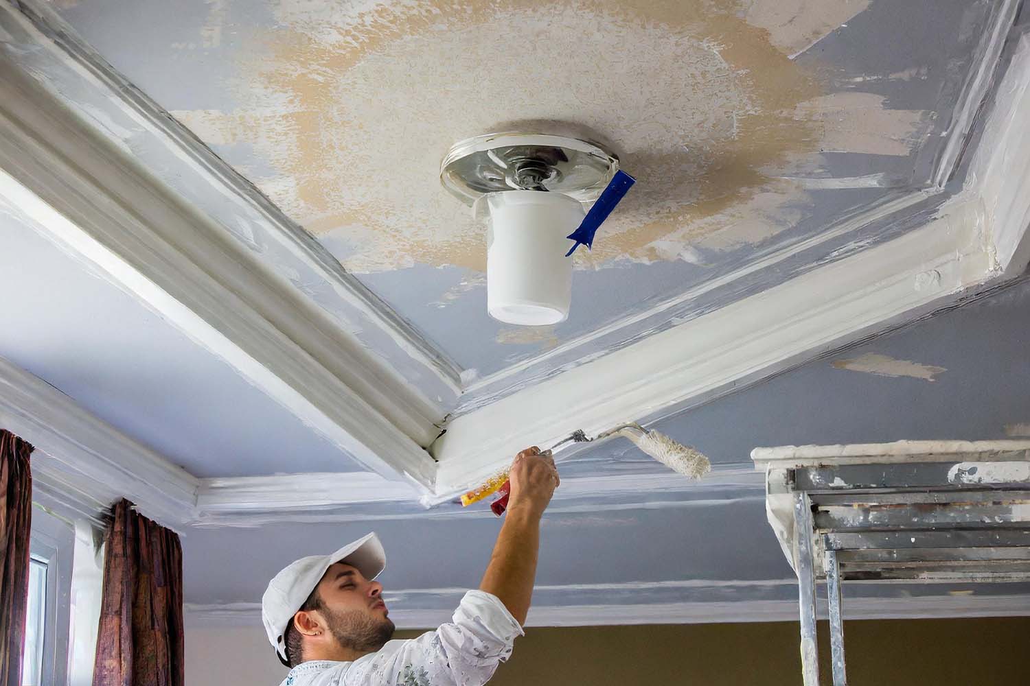 how to paint a tray ceiling in a bedroom